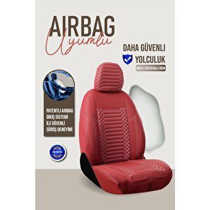 Renault Megane 3 Hatchback 2012-2016 Uyumlu Lüx Deri Oto Koltuk Kılıfı Ön Arka Takım Diamond Bordo