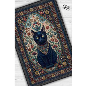 Homshtag Kara Kedi Figürlü Korku Temalı Salon Halı Koyu Renkli Halı Gotik Korku Sanatı Konsept Halı