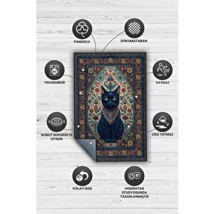 Homshtag Kara Kedi Figürlü Korku Temalı Salon Halı Koyu Renkli Halı Gotik Korku Sanatı Konsept Halı