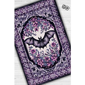 Mor Gotik Yarasa Desenli Korku Temalı Salon Halısı Mor Renk Halı Gotik Korku Sanatı Halısı 160x240 cm