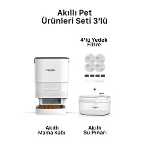 Akıllı Mama Kabı, Akıllı Su Pınarı Ve Yedek Filtre 3'lü Pet Seti