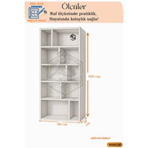 Tamamı Mdf 10 Bölmeli Boy Kitaplık Salon / Yatak Odası / Çalışma Odası / Ofis