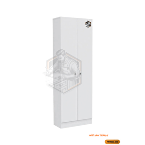Tamamı Mdf 2 Kapaklı 5 Raflı Beyaz Boy Kiler Dolabı/erzak Dolabı