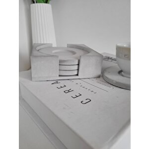 Beton Bardak Altlığı Set Gri Fincan Çay Bardağı Gri