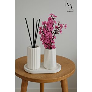 Beton Dekoratif Bambu Oda Kokusu Ve Vazo 3 Set