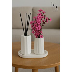 Beton Dekoratif Bambu Oda Kokusu Ve Vazo 3 Set