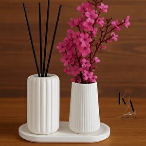 Beton Dekoratif Bambu Oda Kokusu Ve Vazo 3 Set
