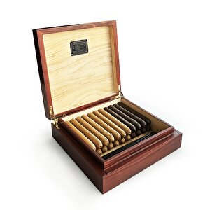 Masif Yerli Sedir Ağacı Humidor Puro Kutusu Küçük Boy Dijital