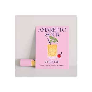 Dekoratif Çerçevesiz Poster Minimalist Amaretto Sour İllüstrasyonu 40x50 cm