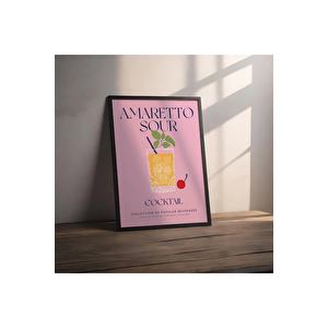 Dekoratif Çerçevesiz Poster Minimalist Amaretto Sour İllüstrasyonu 40x50 cm