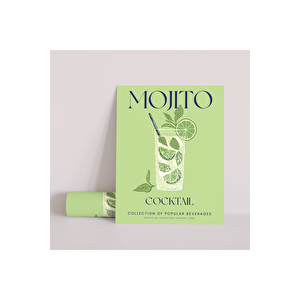 Dekoratif Çerçevesiz Poster Minimalist Mojito İllüstrasyonu 15x21 cm