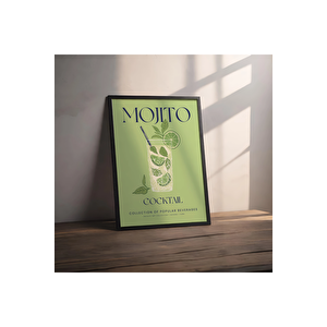 Dekoratif Çerçevesiz Poster Minimalist Mojito İllüstrasyonu 15x21 cm