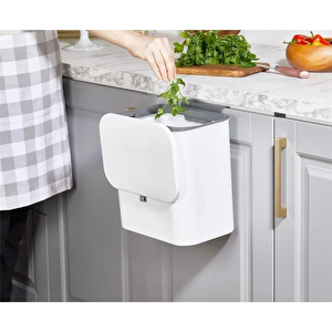 15 Litre Fonksiyonel Kapaklı Banyo Mutfak Tezgahüstü Çöp Kovası Dolap Duvar Aparatlı 15 Lt.
