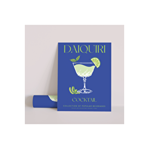 Dekoratif Çerçevesiz Poster Minimalist Daiquiri Kokteyl İllüstrasyonu 50x70 cm