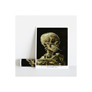 Dekoratif Çerçevesiz Poster Sigara İçen Kafatası Vincent Van Gogh 40x50 cm