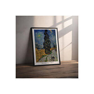 Dekoratif Çerçevesiz Poster Selvili Ve Yıldızlı Yol Vincent Van Gogh 21x30 cm