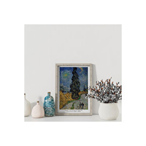 Dekoratif Çerçevesiz Poster Selvili Ve Yıldızlı Yol Vincent Van Gogh 21x30 cm