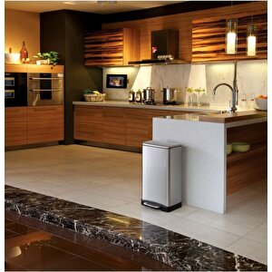 E-cube Yumuşak Kapanan Pedallı Banyo Mutfak Ofis Çelik Çöp Kovası 30lt-pls Iç Kovalı-d14679