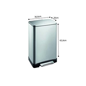 Primanova E-cube Yumuşak Kapanan Pedallı Banyo Mutfak Ofis Çelik Çöp Kovası 30lt-pls Iç Kovalı-d14679