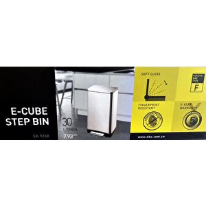 Primanova E-cube Yumuşak Kapanan Pedallı Banyo Mutfak Ofis Çelik Çöp Kovası 30lt-pls Iç Kovalı-d14679