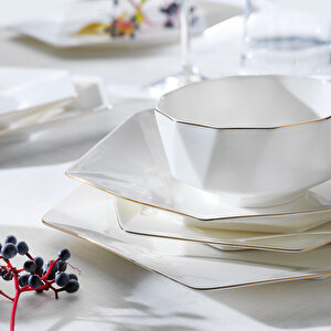 Superfine Bone Star Yemek Takımı 56 Parça-gold