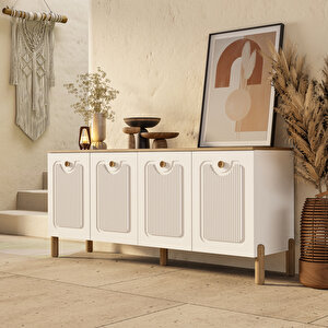 1740 Napoli 180 Cm (membran Mdf Kapaklı) Bohem Konsol Sepet - Beyaz
