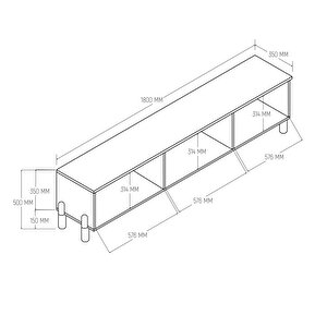 4090 Napoli 180 Cm (membran Mdf Kapaklı) Bohem Tv Ünitesi Sepet - Beyaz