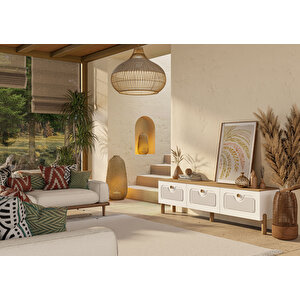 4090 Napoli 180 Cm (membran Mdf Kapaklı) Bohem Tv Ünitesi Sepet - Beyaz