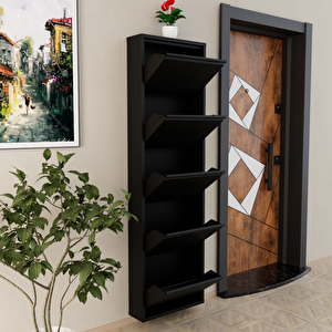 5 Kapaklı Metal Ayakkabılık Siyah