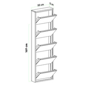 Kilitli 5 Kapaklı Metal Ayakkabılık Siyah