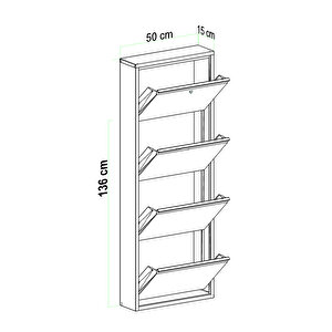 Kilitli 4 Kapaklı Metal Ayakkabılık Siyah