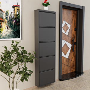 5 Kapaklı Metal Ayakkabılık Antrasit