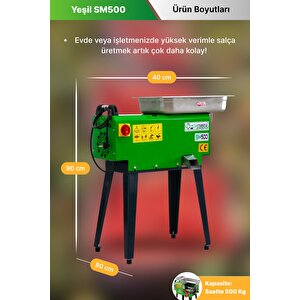 Yeşil SM500 220w 3 hp 500kg/s Salça Makinası Volt Motor