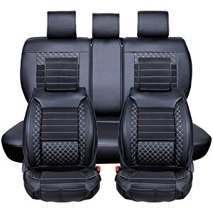 Citroen Nemo 2+1 Parçalı Deri Oto Koltuk Kılıfı Ön Arka Set Siyah Beyaz Elit Model