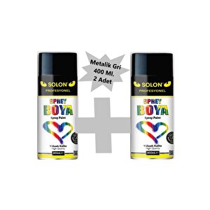 2 Adet Sprey Boya Metalik Gri, 400 Ml