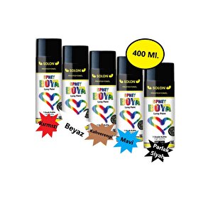 Rengarenk Sprey Boya 400 Ml (sarı, Mavi, Yeşil, Kırmızı Ve Parlak Siyah) 5 Renk) 5 Renk