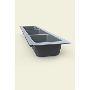 Mutfak Çekmece Içi Kaşıklık, Antrasit Üç Bölmeli Modül 11cm X 48cm