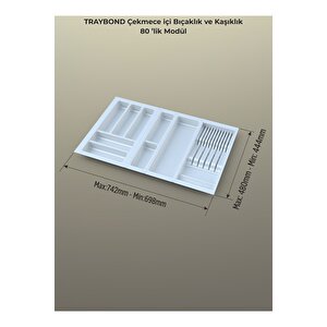 Çekmece Içi Kaşıklık Ve Bıçaklık Düzenleyici Beyaz, 74x48 Yandan Ve Boydan 4cm Kesilebilir