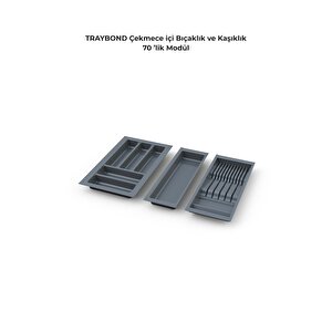 Çekmece Içi Kaşıklık Ve Bıçaklık Düzenleyici  Antresit, 64x48 Yandan Ve Boydan 4cm Kesilebilir