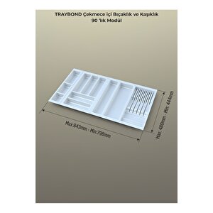 Çekmece Içi Kaşıklık Ve Bıçaklık Düzenleyici Beyaz, 84x48 Yandan Ve Boydan 4cm Kesilebilir