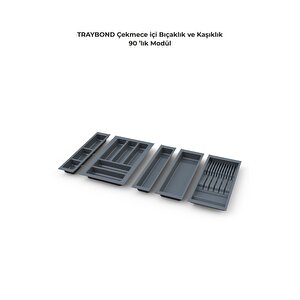 Çekmece Içi Kaşıklık Ve Bıçaklık Düzenleyici  Antresit, 84x48 Yandan Ve Boydan 4cm Kesilebilir