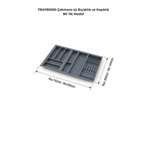 Çekmece Içi Kaşıklık Ve Bıçaklık Düzenleyici  Antresit, 74x48 Yandan Ve Boydan 4cm Kesilebilir