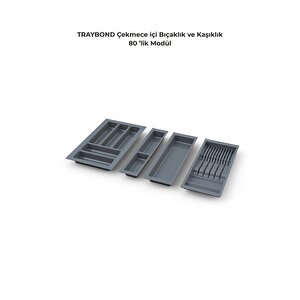 Çekmece Içi Kaşıklık Ve Bıçaklık Düzenleyici  Antresit, 74x48 Yandan Ve Boydan 4cm Kesilebilir