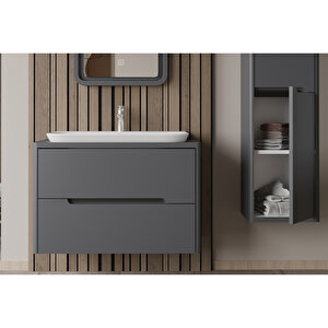 Arlin 80 Cm Lake Banyo Dolabı Antrasit