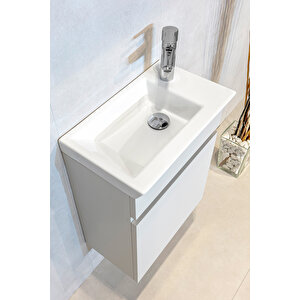 Fit Banyo Dolabı Seti (45 Cm Mozambik Gri Aynalı Lavabolu Mdf) Gri
