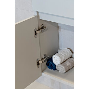 Fit Banyo Dolabı Seti (45 Cm Mozambik Gri Aynalı Lavabolu Mdf)