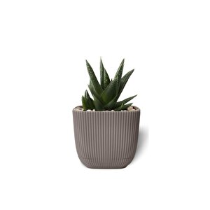 Krs-382 Dekoratif Plastik Mercan Kare Saksı 0.67 Litre No 2 Kahverengi