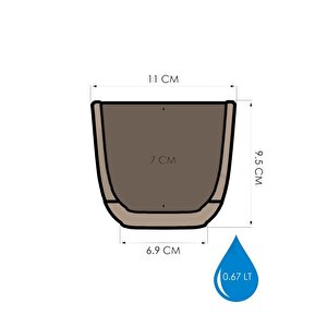 Krs-382 Dekoratif Plastik Mercan Kare Saksı 0.67 Litre No 2 Kahverengi