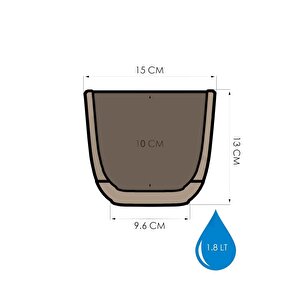 Krs-383 Dekoratif Plastik Mercan Kare Saksı 1.8 Litre No 3 Kahverengi