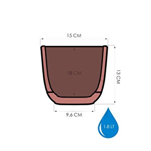 Krs-383 Dekoratif Plastik Mercan Kare Saksı 1.8 Litre No 3 Açık Pembe